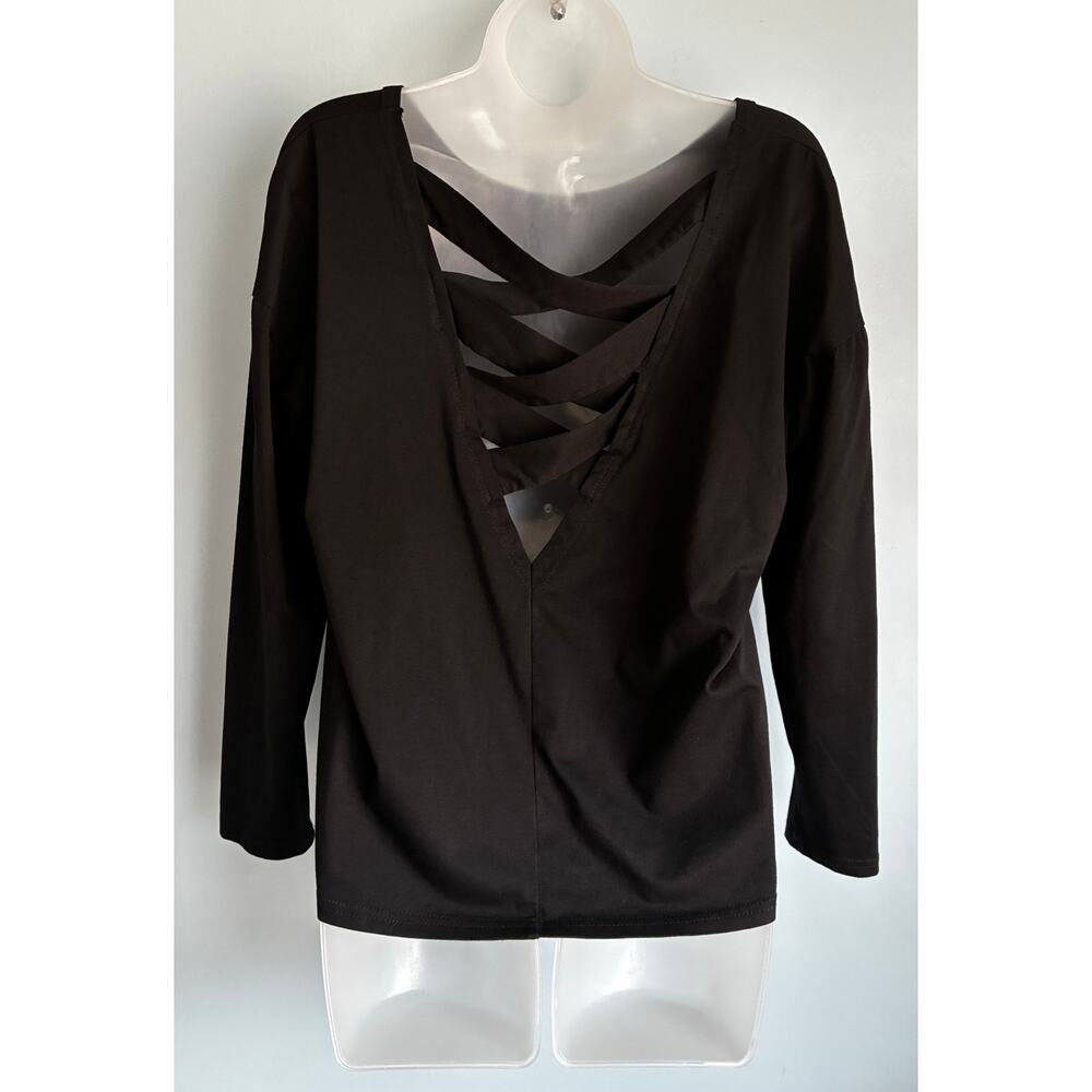 Ecowish Black Long Sleeve Top Women's Medium